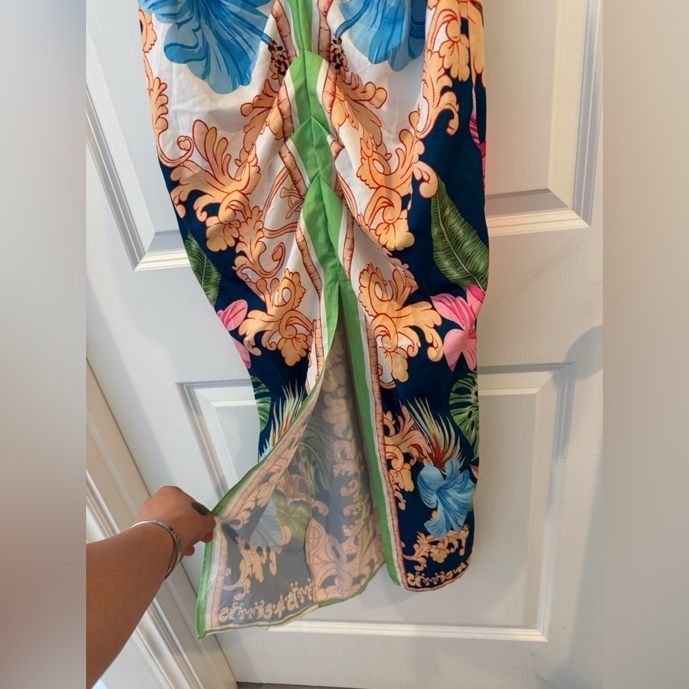 SHEIN Blue and Orange Halter Bodycon Dress - Picture 5 of 7